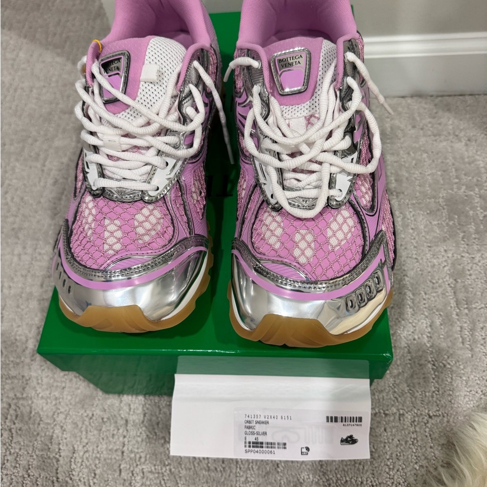 Bottega Veneta Pink and Silver Sneakers
